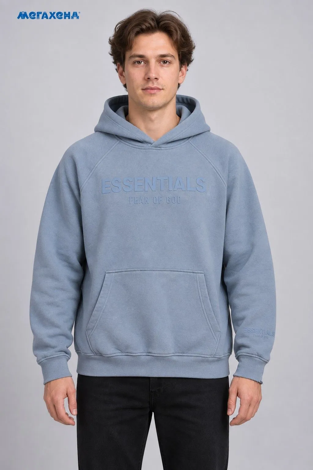 Голубое худи Essentials Fear of God с карманом, размер 50 (L)