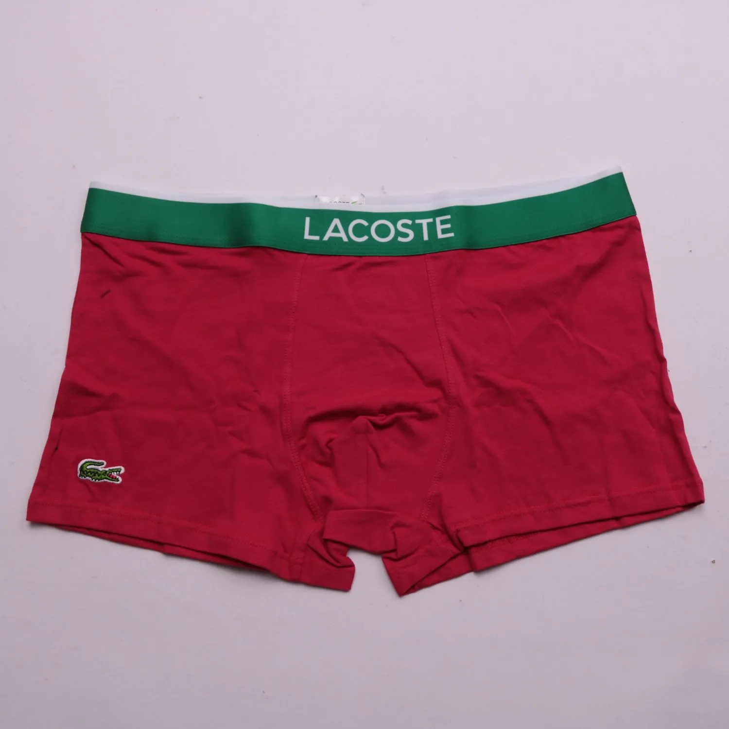 Красные трусы-боксеры Lacoste с контрастным поясом, размер 56 (XXL)