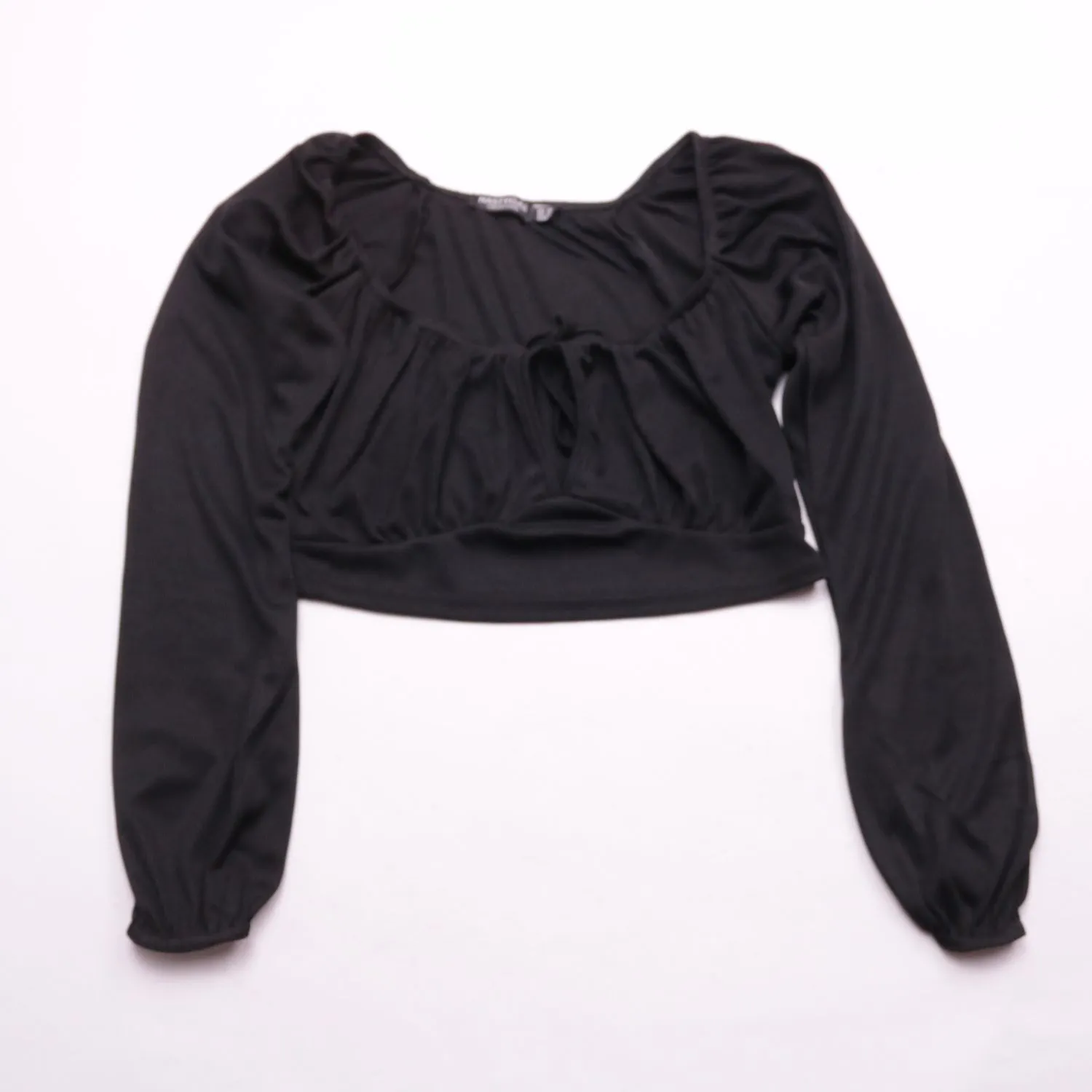 Чёрный топ Nasty Gal с объёмными рукавами, размер 40 (XS)