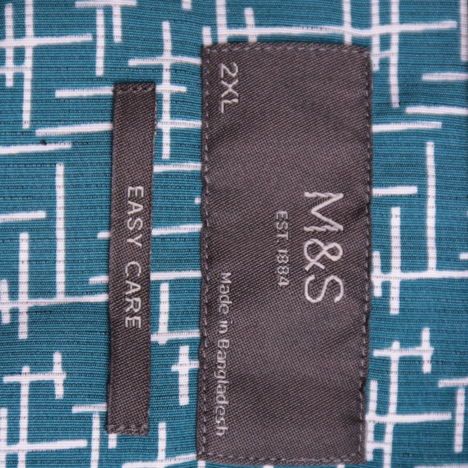 Тёмно-зелёная рубашка M&S с геометрическим рисунком, размер 56 (XXL)