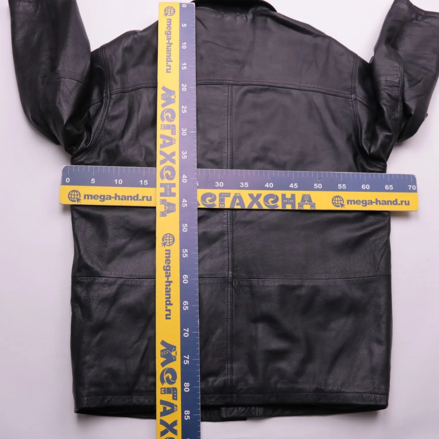 Чёрная кожаная куртка Rover & Lakes на пуговицах, размер 52 (L/XL)