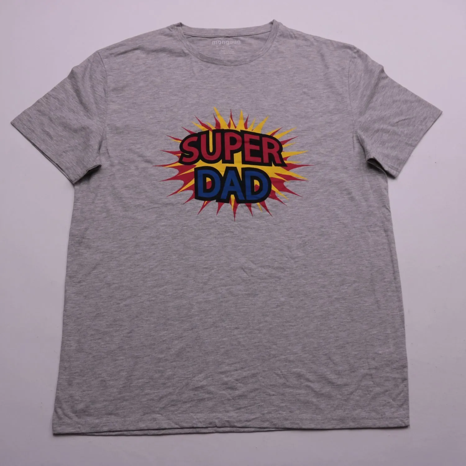 Серая футболка Manguun с принтом Super Dad, размер 56 (XXL)