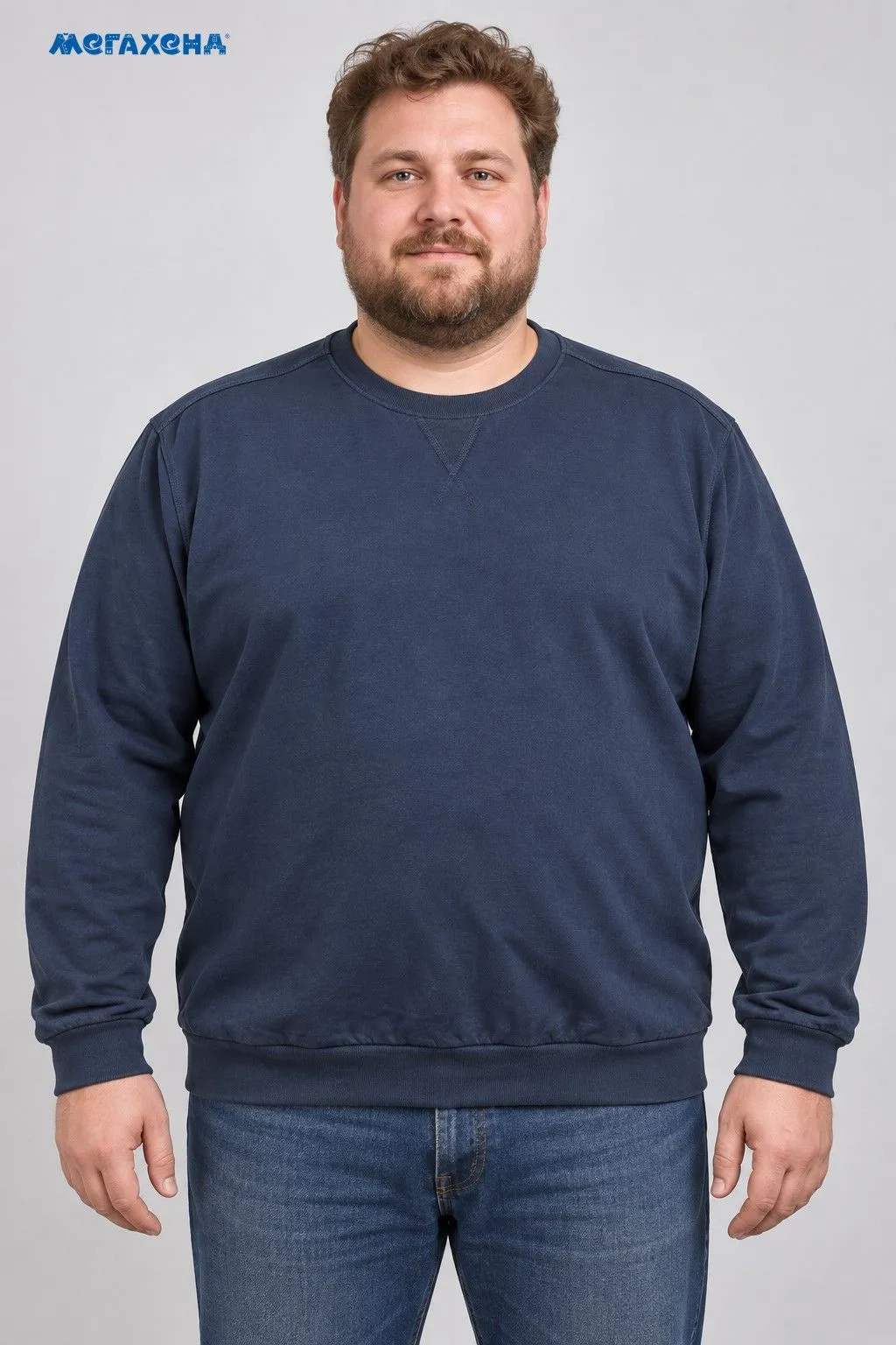 Тёмно-синий свитшот Vulpine с круглой горловиной, размер 60 (3XL)