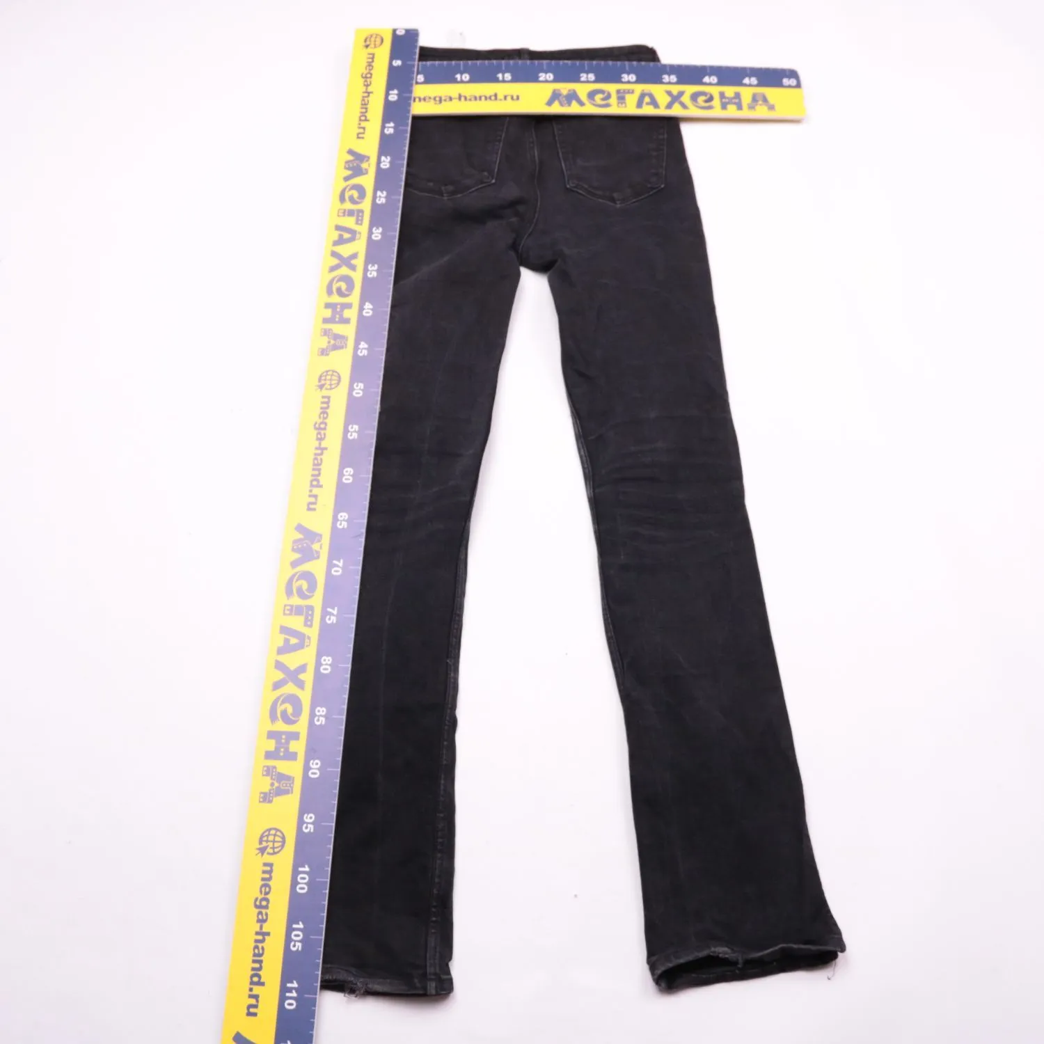 Чёрные джинсы клёш ZARA с разрезами внизу, размер 44 (S/M)