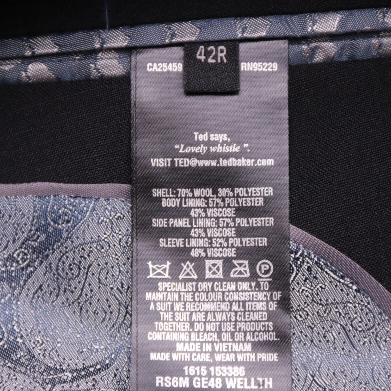 Чёрный пиджак Ted Baker с узорчатой подкладкой, размер 52 (L/XL)