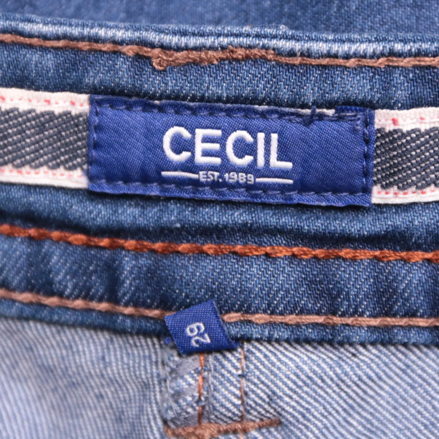 Синие джинсы клёш CECIL с потёртостями, размер 52 (XL)