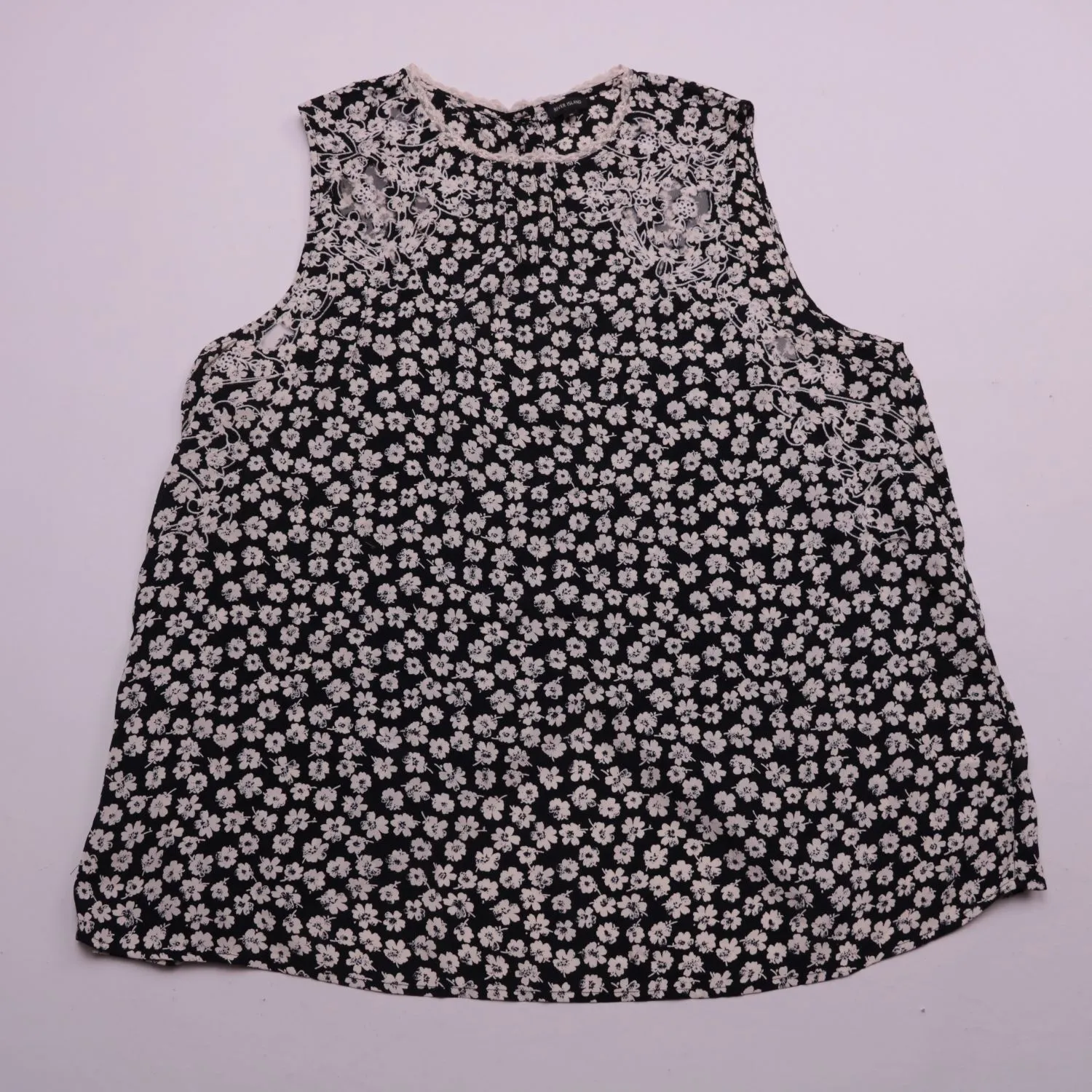 Чёрная блузка River Island с цветочным принтом, размер 50 (L/XL)
