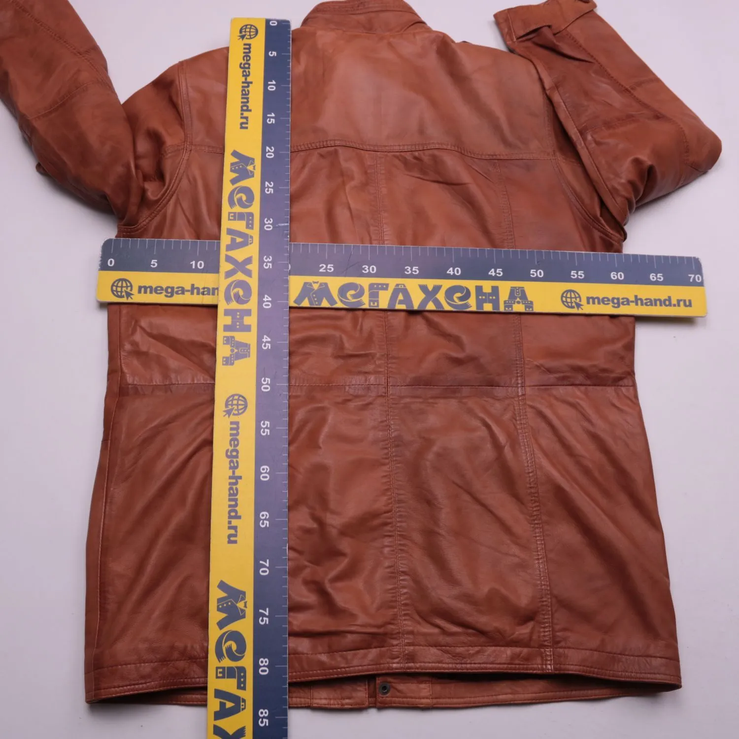 Коричневая кожаная куртка Rover & Lakes с карманами, размер 54 (XL)