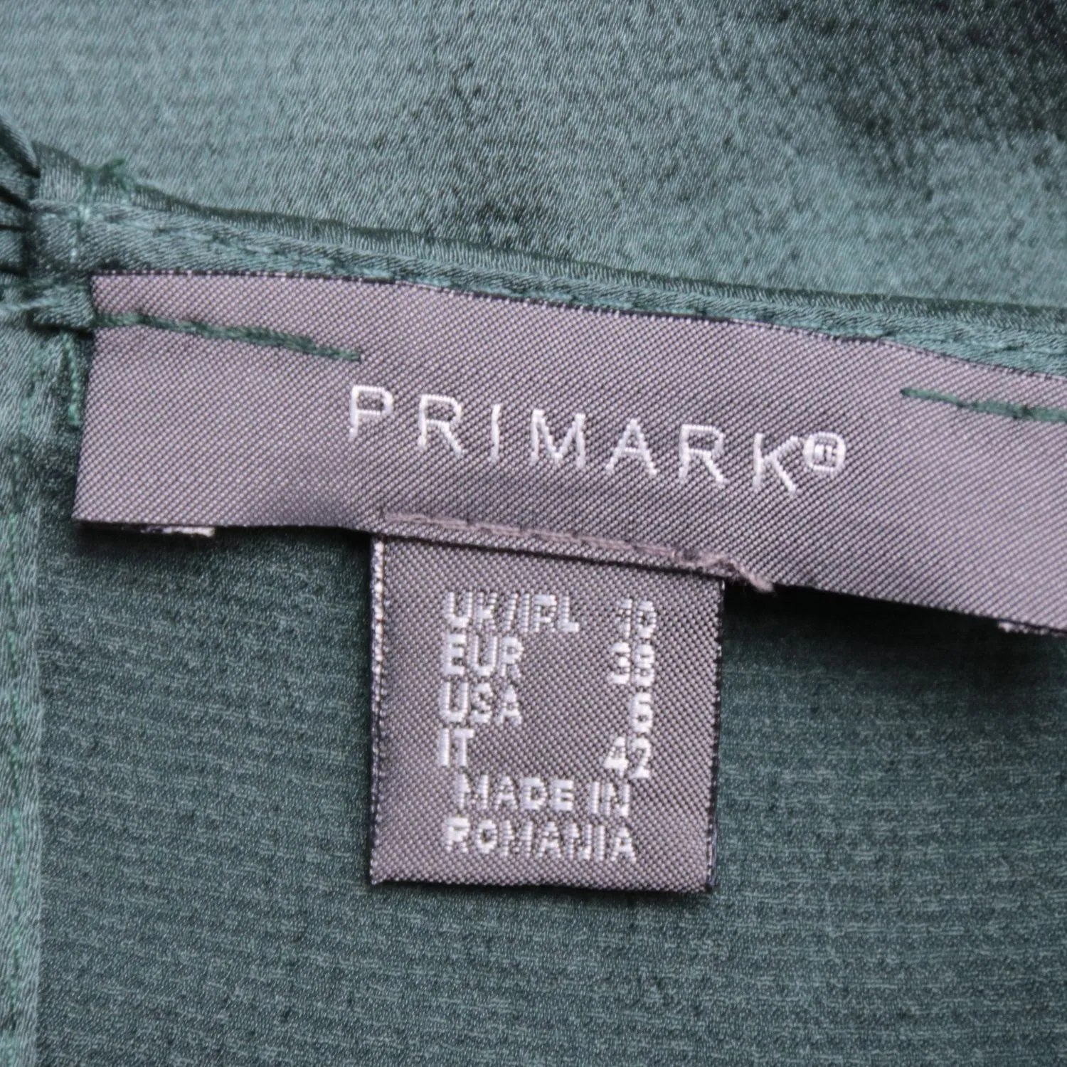 Тёмно-зелёная блузка Primark с завязками, размер 40 (XS)