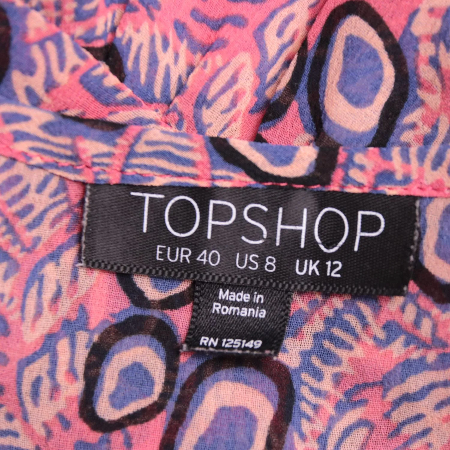 Розовое платье Topshop с абстрактным принтом, размер 46 (M)