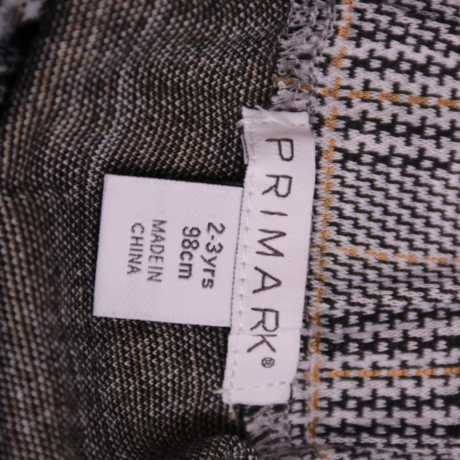 Серая юбка Primark в клетку с поясом, размер 98 см (3 года)