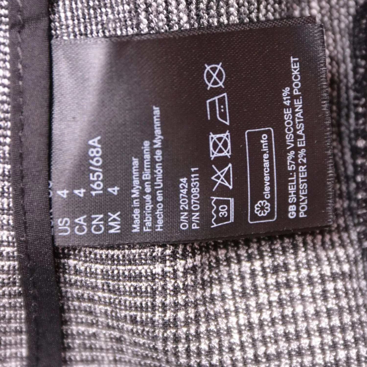 Серые женские брюки H&M в клетку, размер 42 (S)