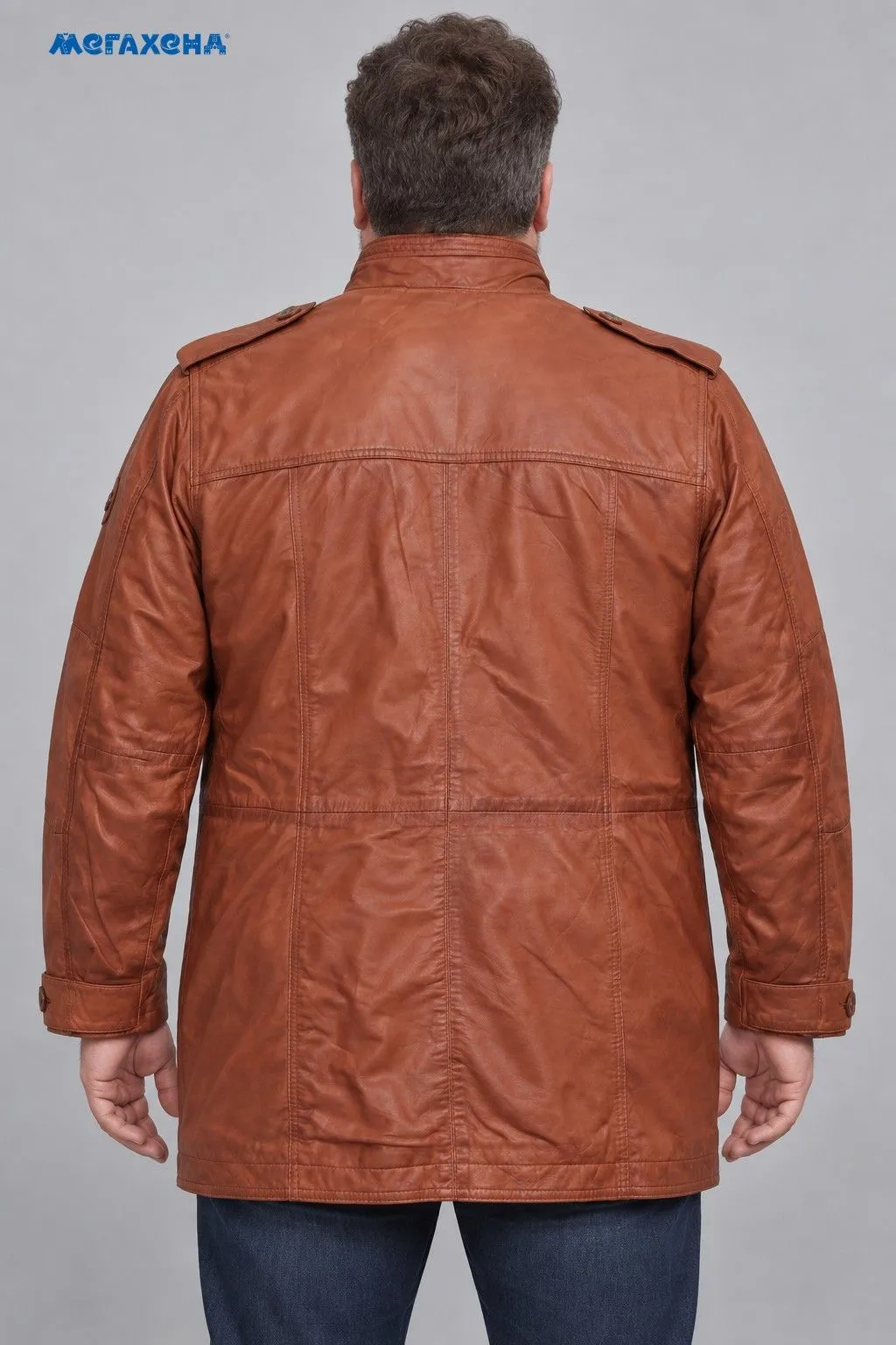 Коричневая кожаная куртка Rover & Lakes с карманами, размер 54 (XL)