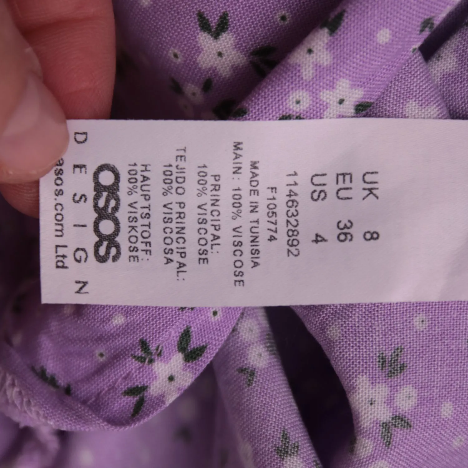 Сиреневая юбка ASOS DESIGN с цветочным принтом, размер 42 (S)