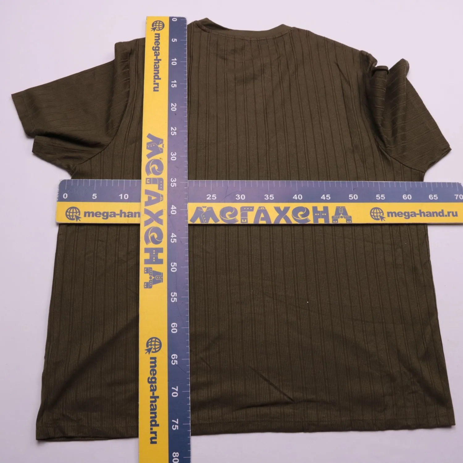 Мужская футболка Primark хаки в рубчик, размер 56 (XXL)