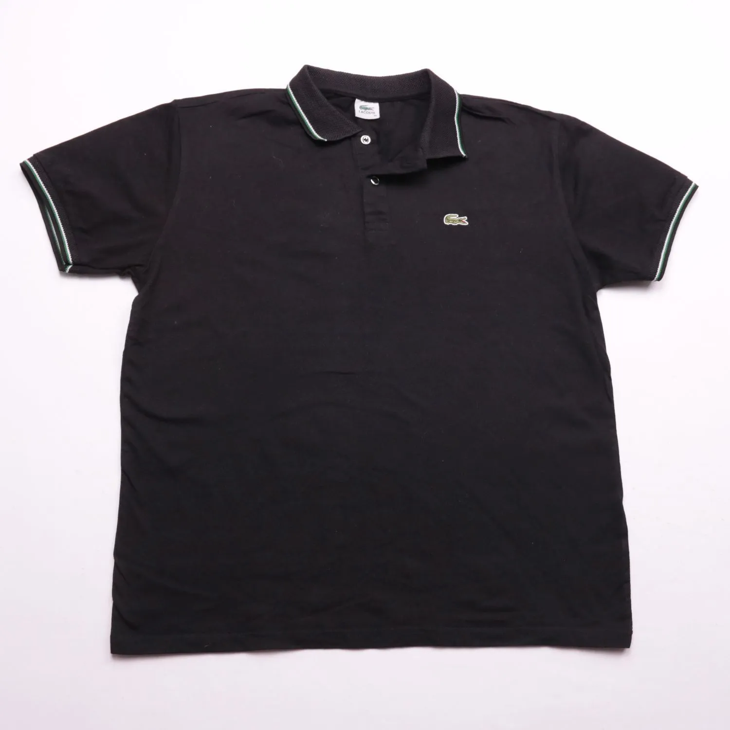 Чёрное поло Lacoste с контрастной окантовкой, размер 54 (XL)