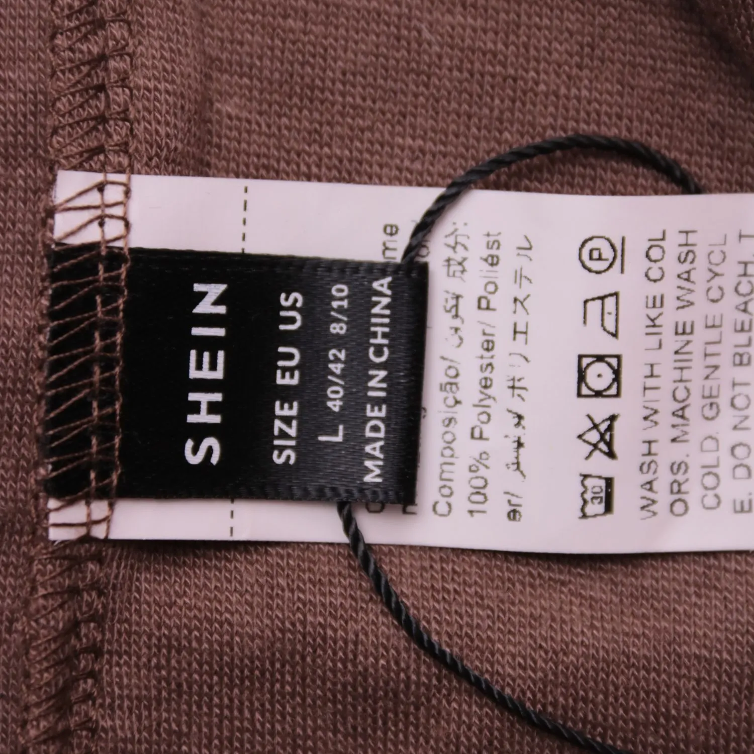 Коричневое платье SHEIN из мягкого велюра с разрезом, размер 48 (L)