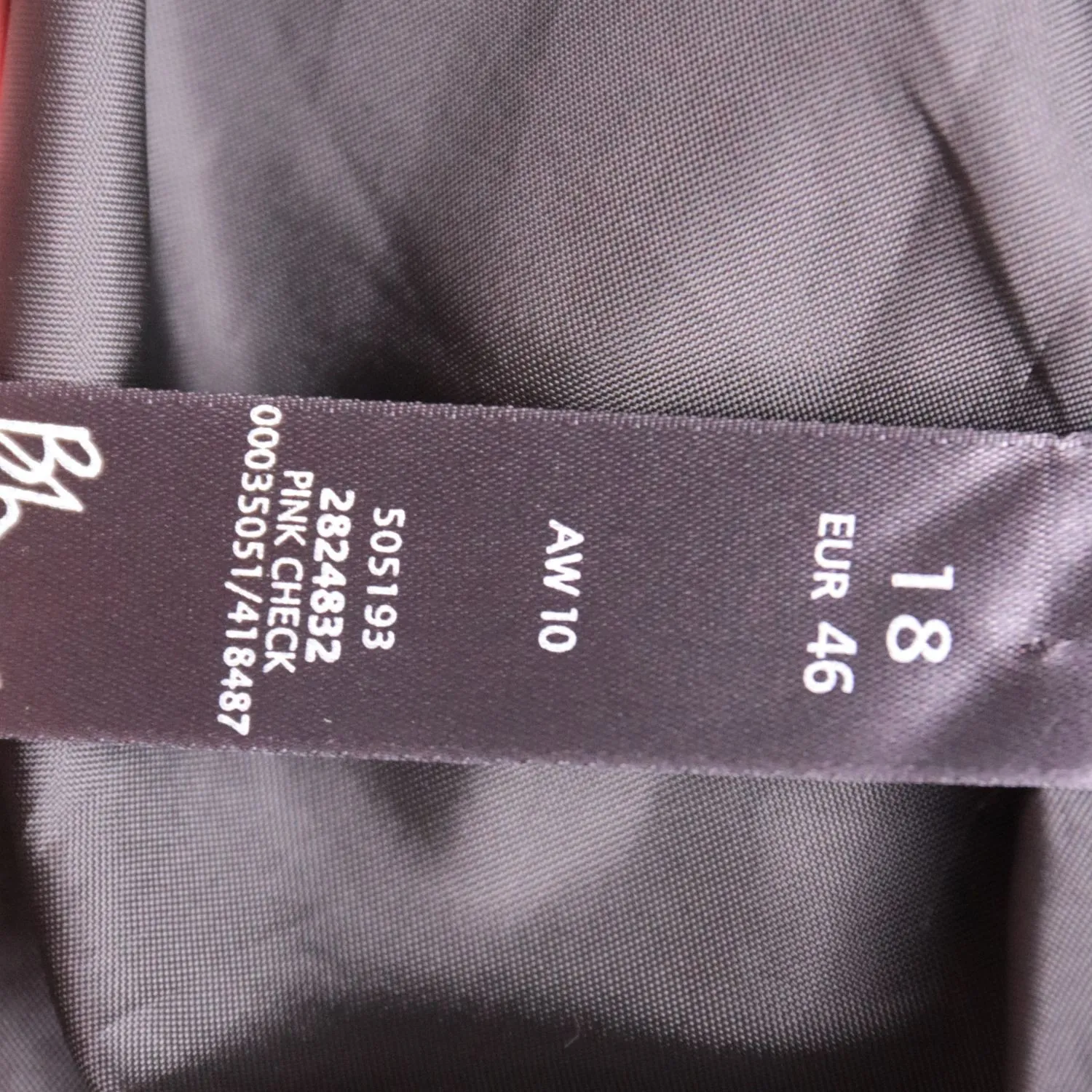 Серо-розовая юбка BHS в клетку со складками, размер 52 (XL)