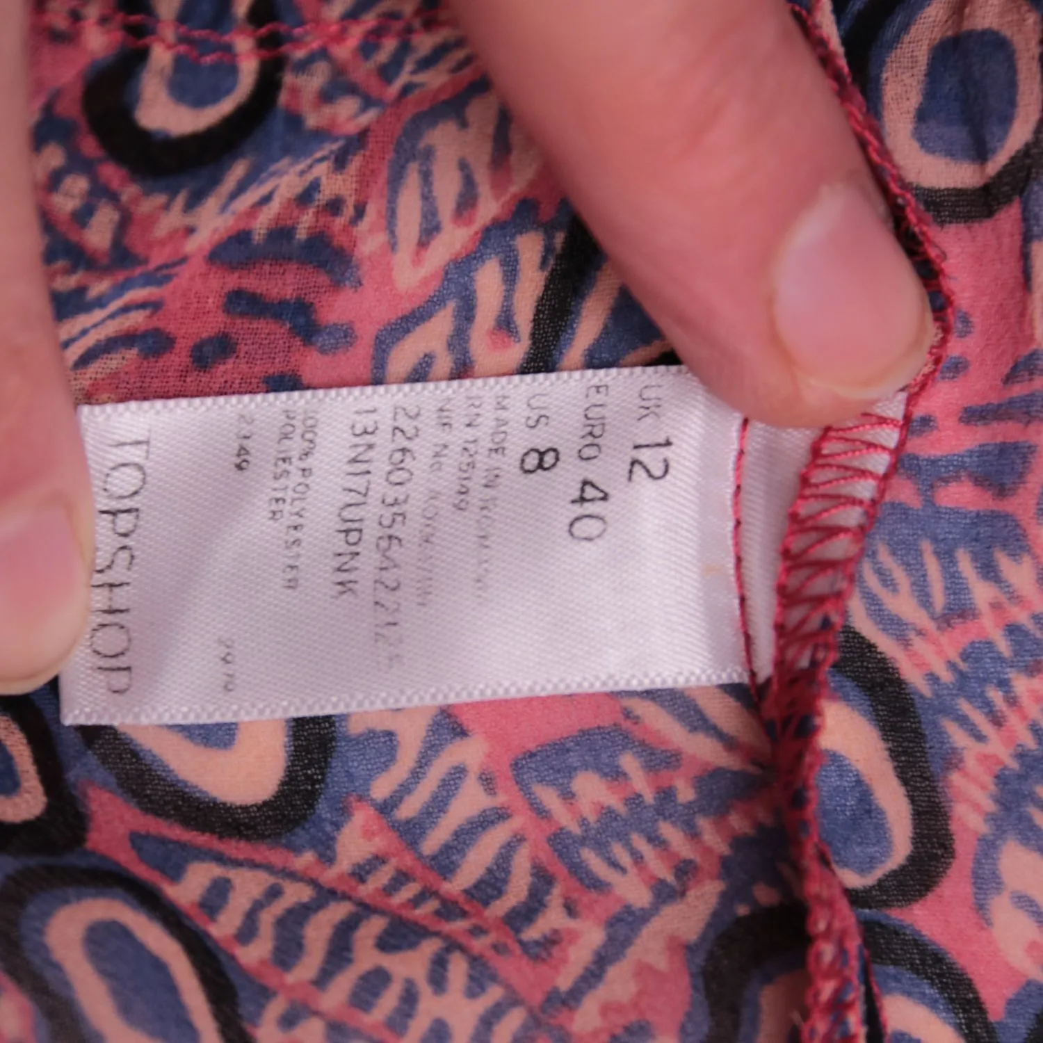 Розовое платье Topshop с абстрактным принтом, размер 46 (M)