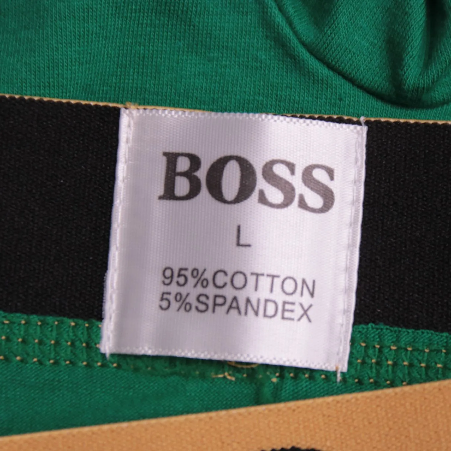 Зелёные трусы-боксеры BOSS с контрастным поясом, размер 50 (L)